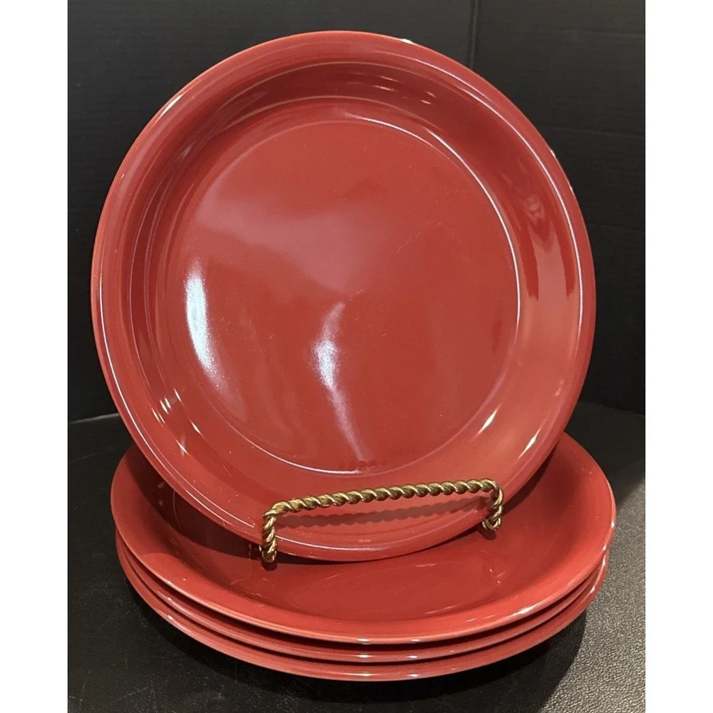 Mainstays Red Stoneware Stackables Salad Plates Plate Set Of 4